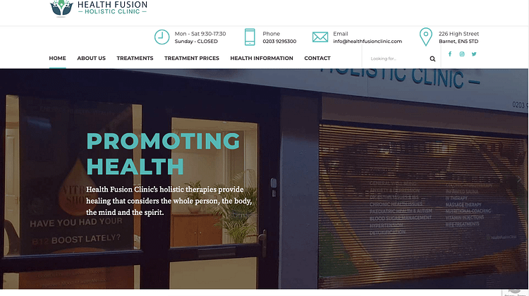 Image of Health Fusion Clinic Homepage